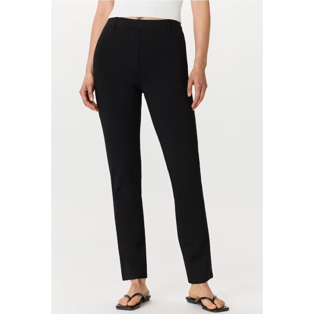 NWT Quince Ultra Stretch Ponte Straight Leg Pants, Size Large, Color Black